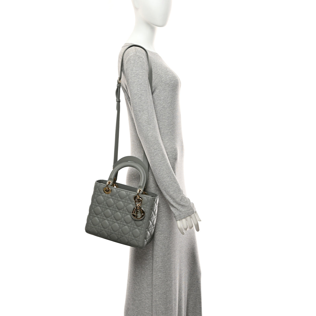 Lambskin Cannage Medium Lady Dior Grey