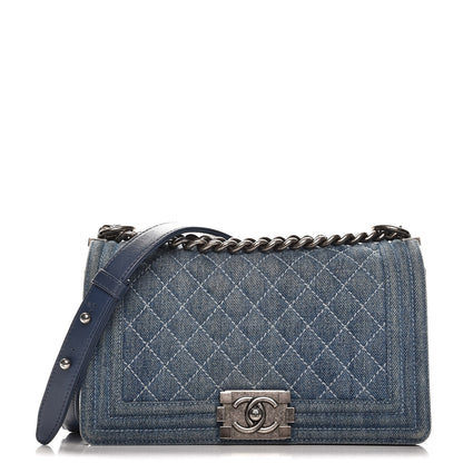 Chanel Denim Quilted Medium Boy Flap Blue 1 of 14