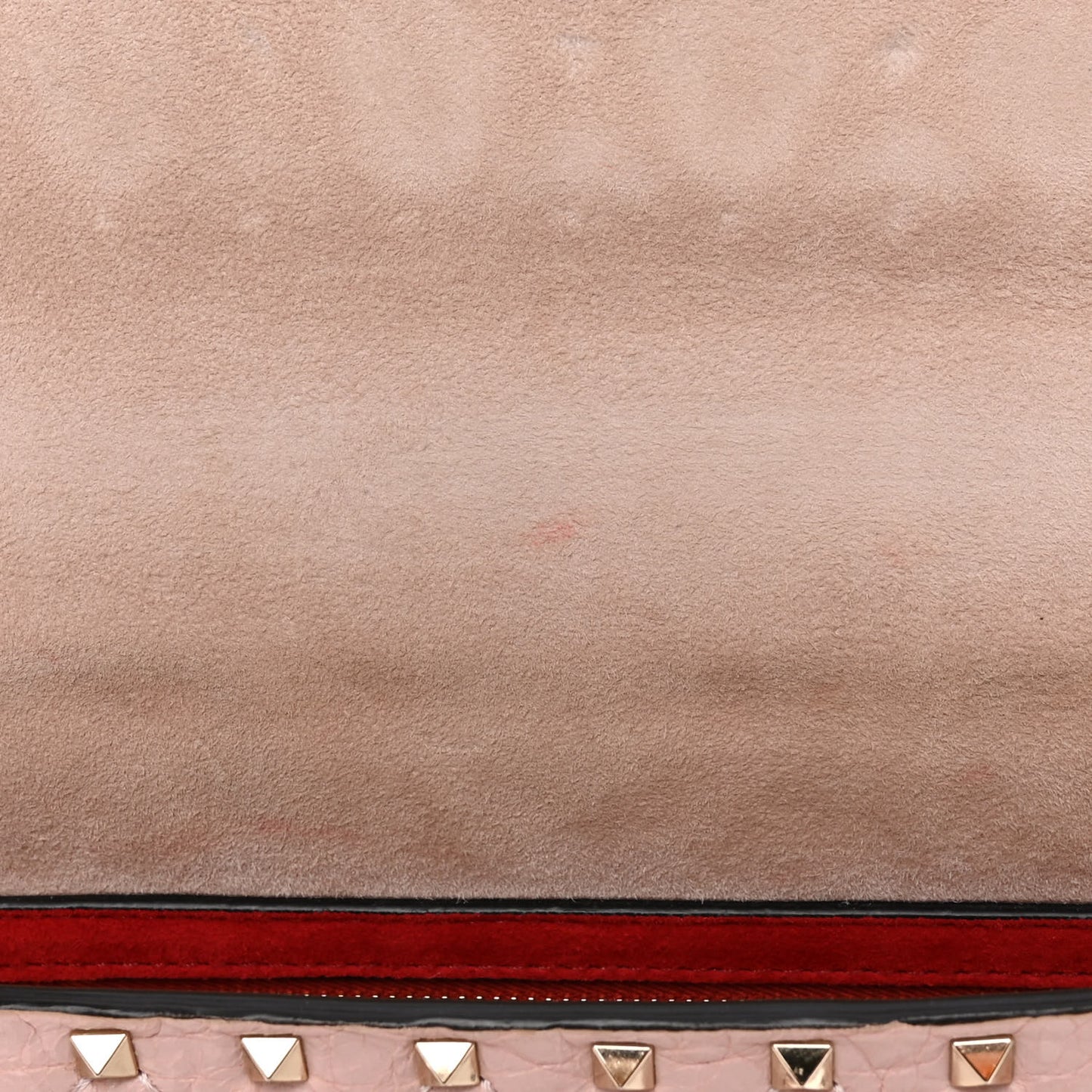 Craquele Nappa Medium Rockstud Spike Shoulder Bag Water Rose