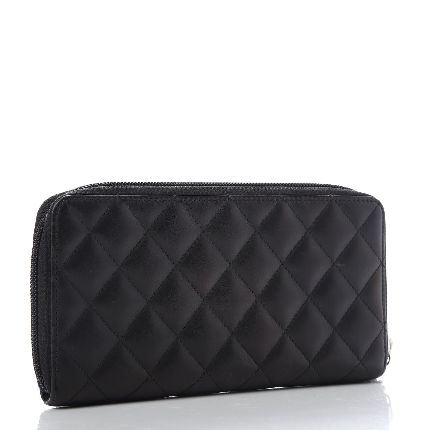 Chanel Calfskin Quilted Cambon Large Gusset Zip Around Wallet Black 3 of 10