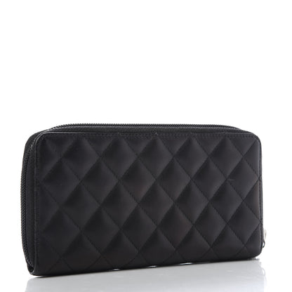 Chanel Calfskin Quilted Cambon Large Gusset Zip Around Wallet Black 3 of 10