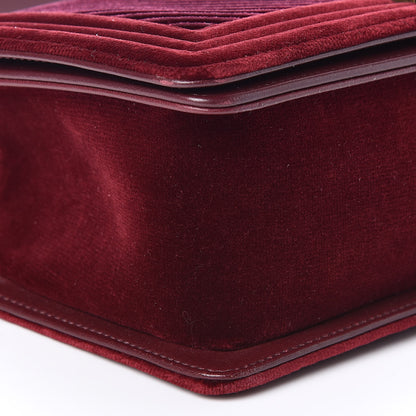 Chanel Velvet Chevron Quilted Medium Boy Flap Burgundy 8 of 10
