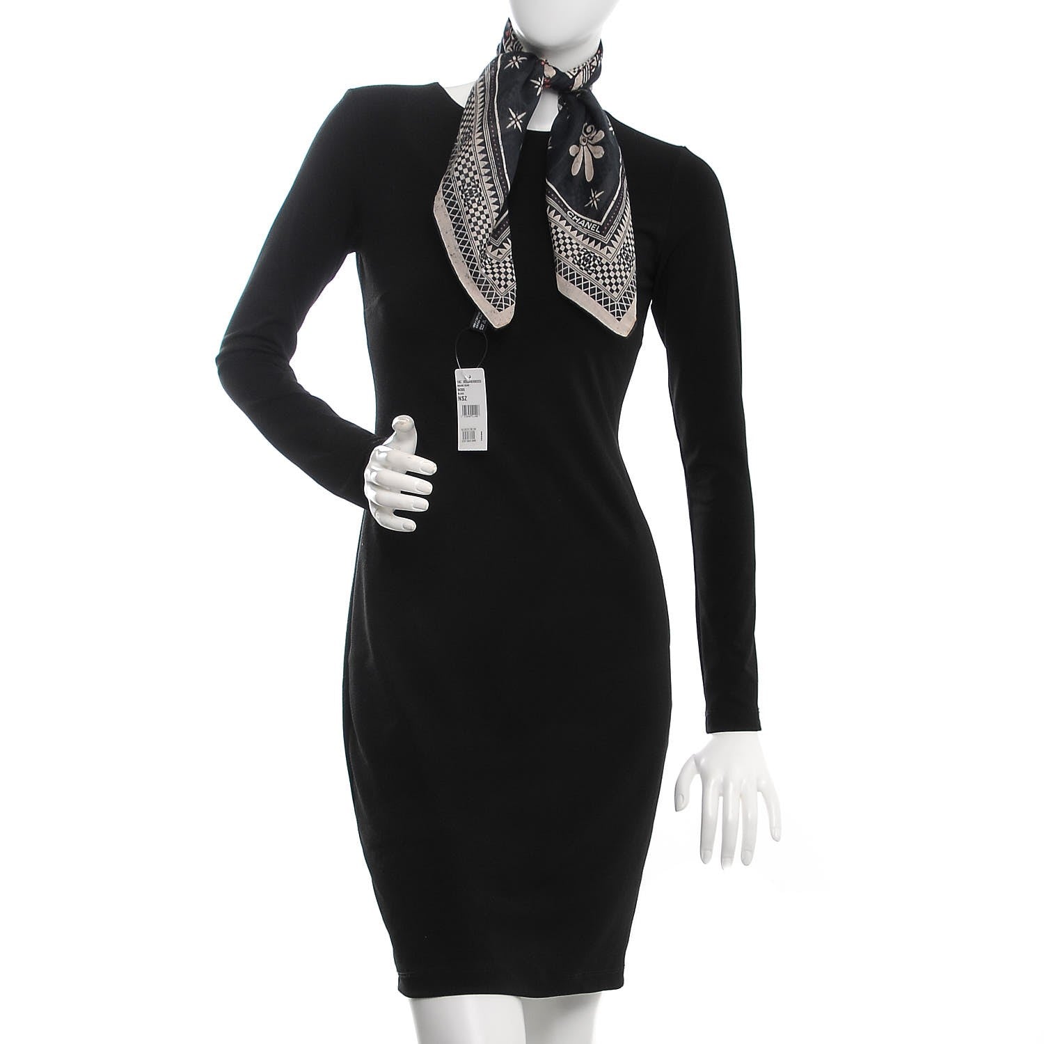 Chanel Cotton CC Logo Square Scarf White Black 2 of 4