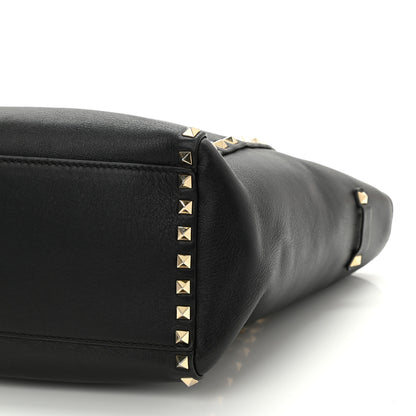 Valentino Garavani Vitello Rockstud Double Handle Tote Black 10 of 12