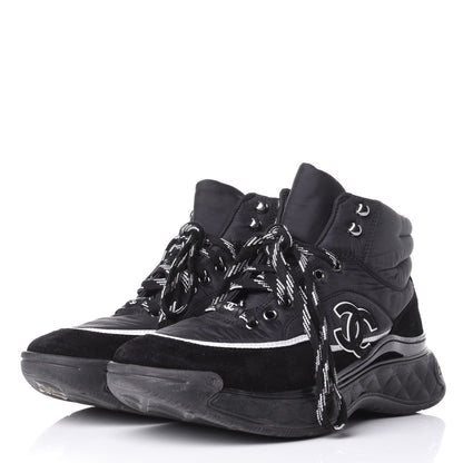 Chanel Fabric Suede Womens CC Sneakers 39.5 Black 3 of 10