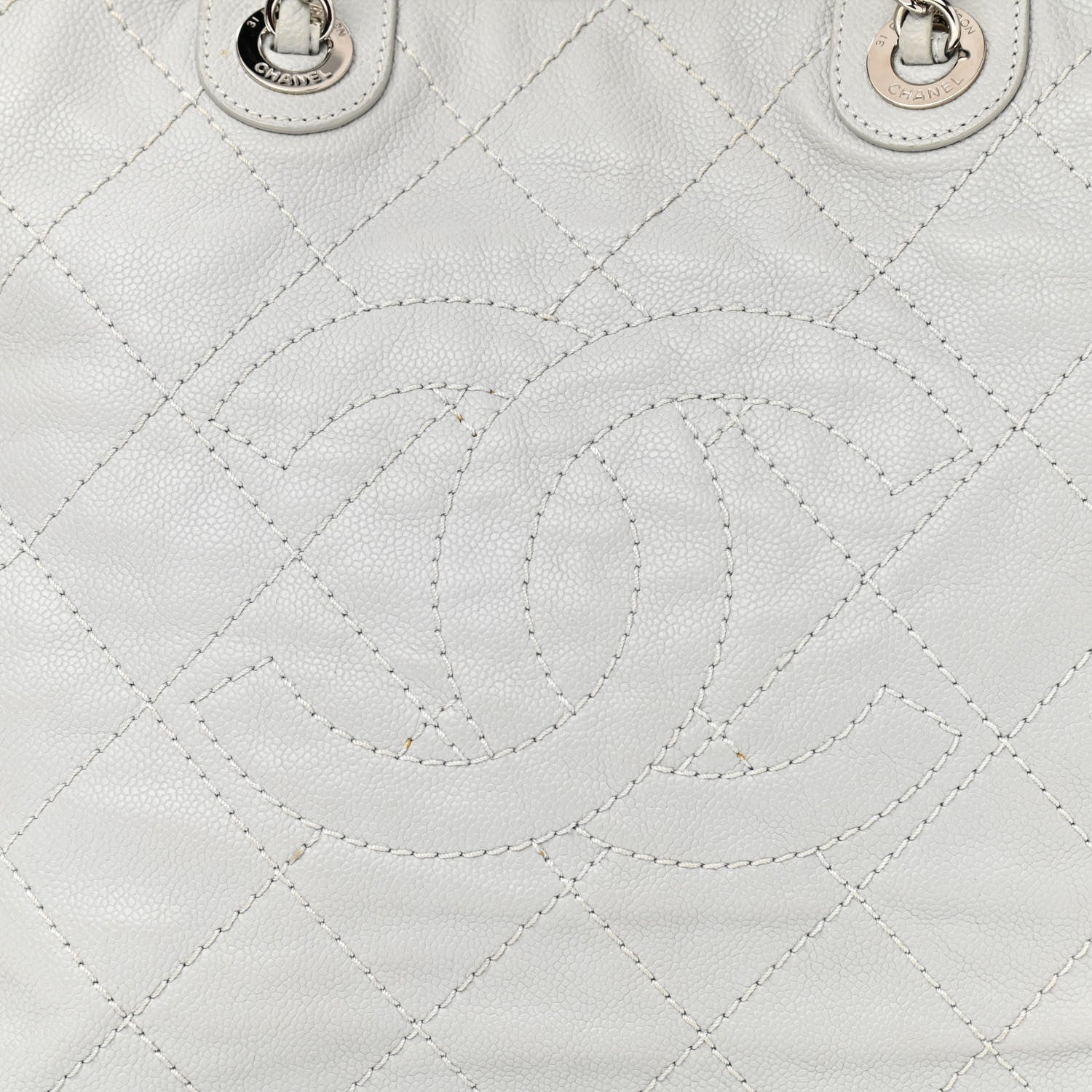 Chanel Grained Calfskin Quilted Small Daily Shopping Tote Light Grey 7 of 11