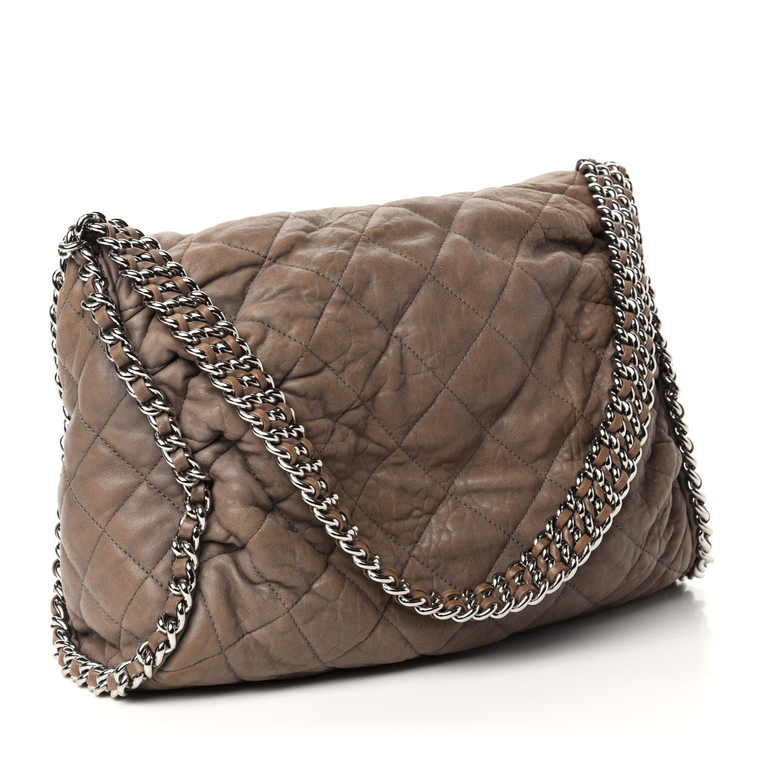 Chanel Washed Lambskin Chain Around Hobo Taupe 3 of 10