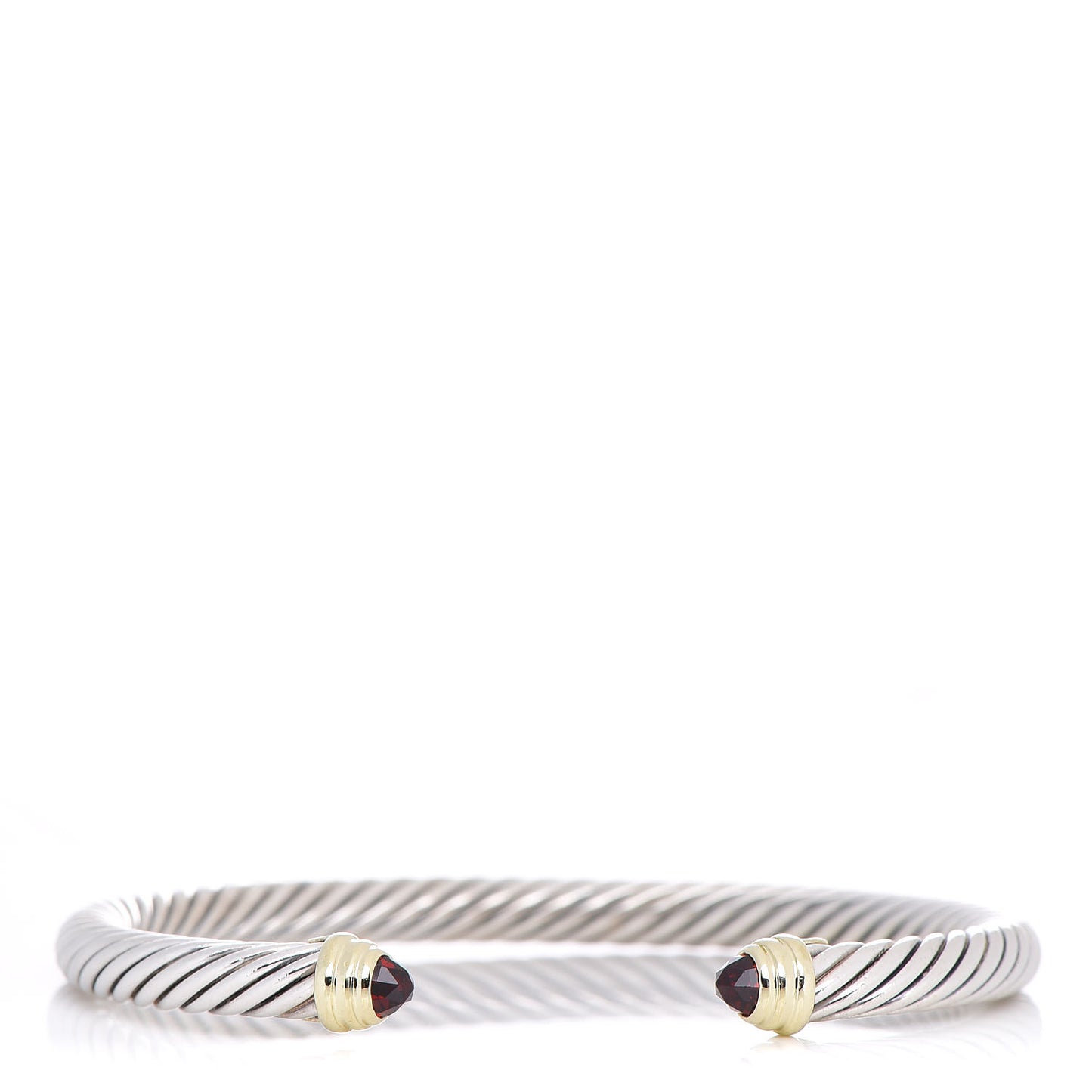 Sterling Silver 14K Yellow Gold Garnet 5mm Cable Classics Petite Color Bracelet