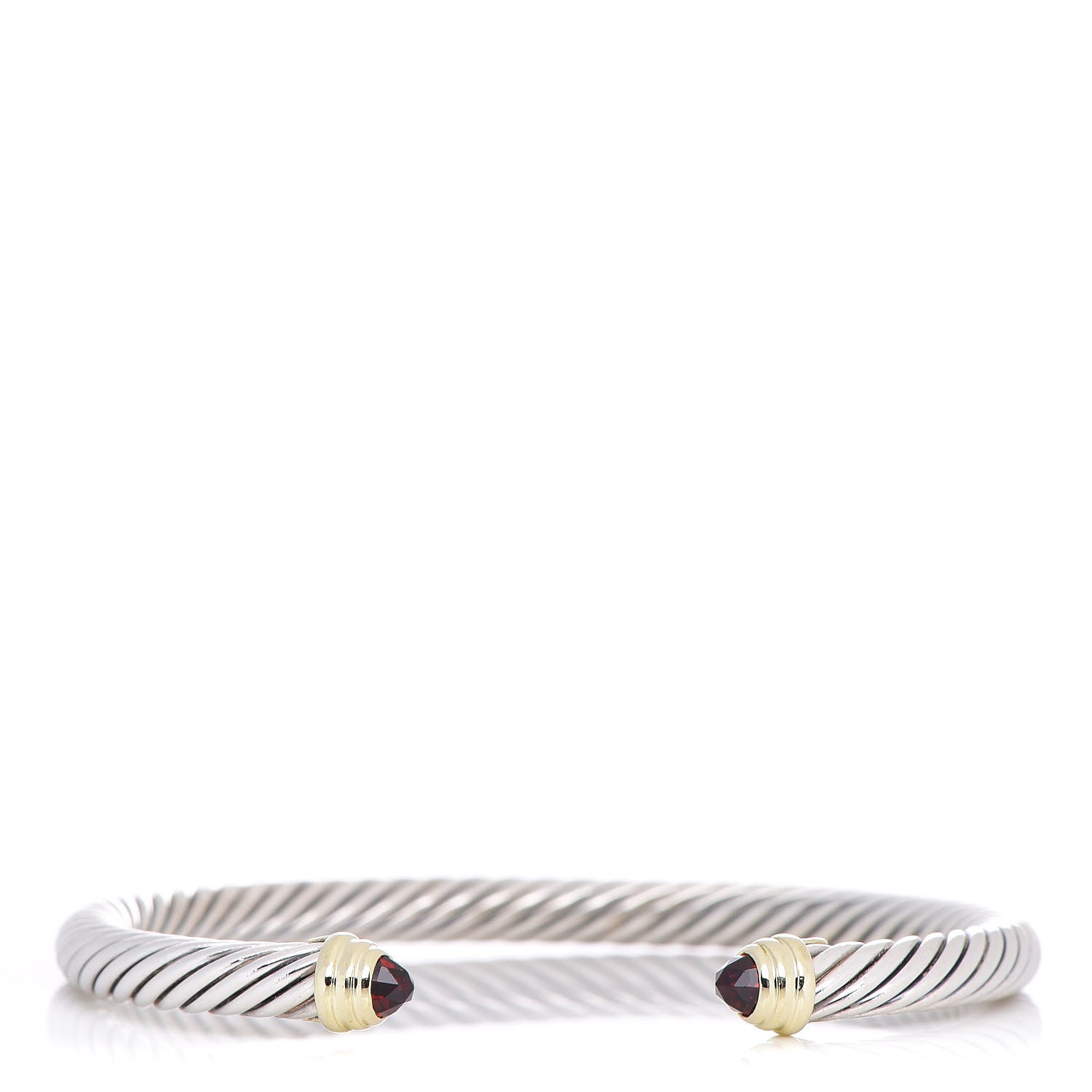 David Yurman Sterling Silver 14K Yellow Gold Garnet 5mm Cable Classics Petite Color Bracelet 1 of 5