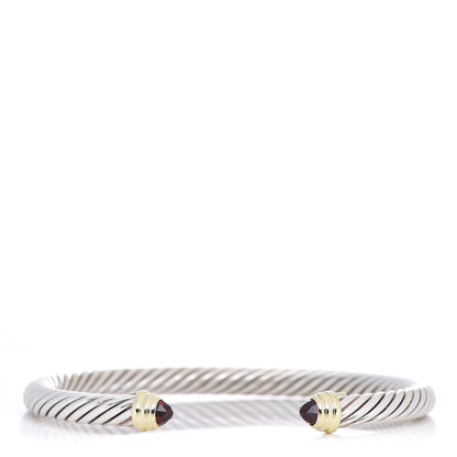David Yurman Sterling Silver 14K Yellow Gold Garnet 5mm Cable Classics Petite Color Bracelet 1 of 5
