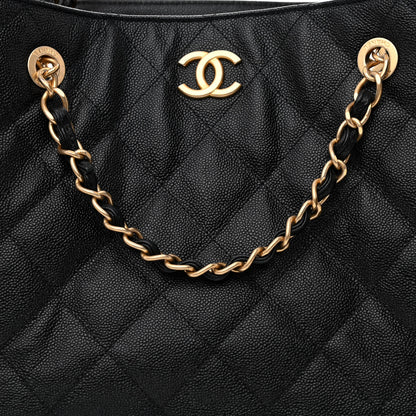 Chanel Caviar Quilted Small Shopping Tote Black 8 of 10