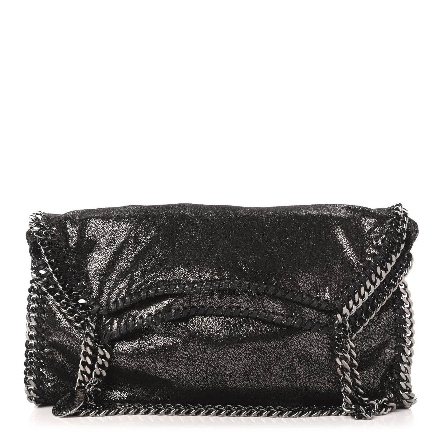 Metallic Shaggy Deer Small Falabella Tote Black