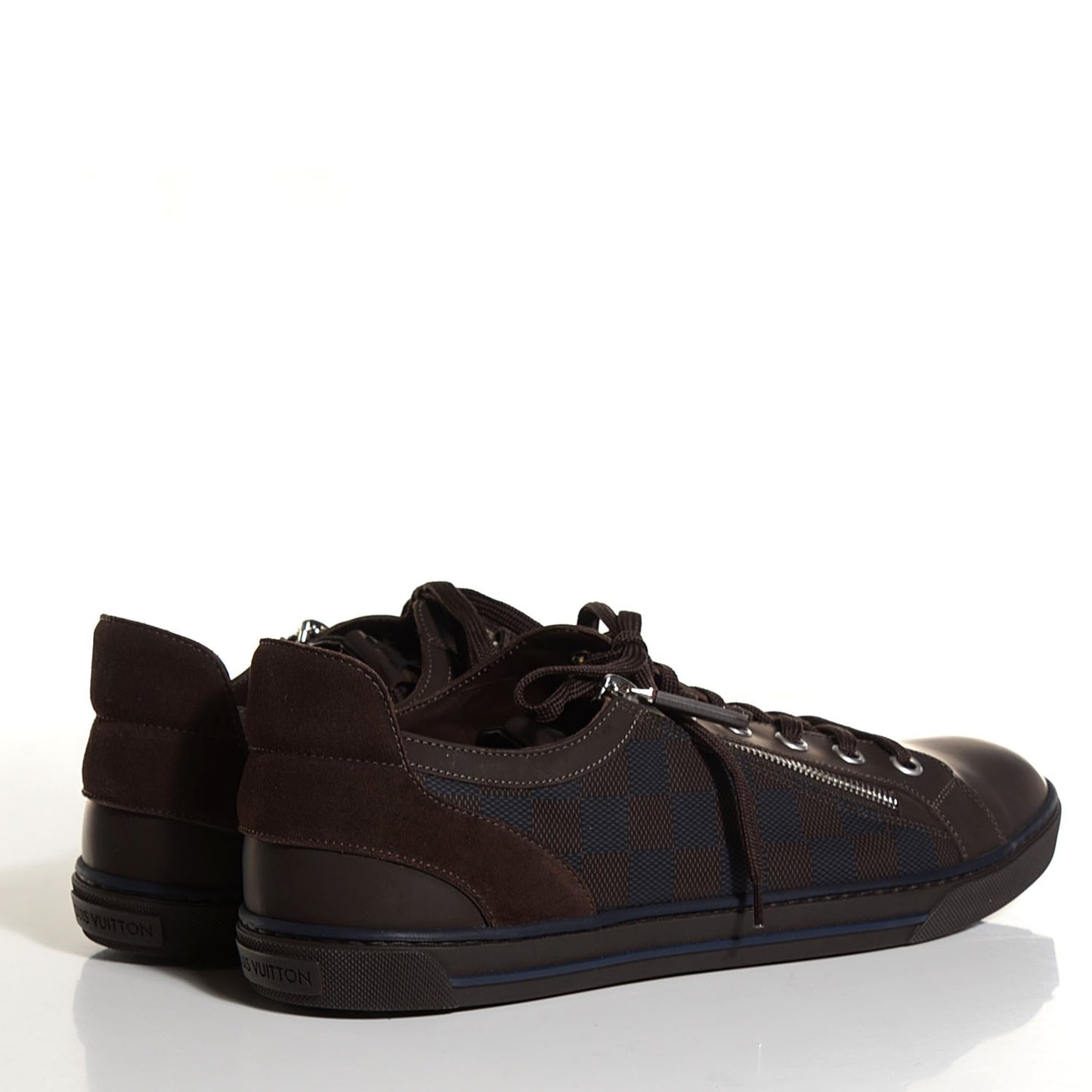 Damier Calfskin Suede Mens Aventure Sneakers 11 Cacao