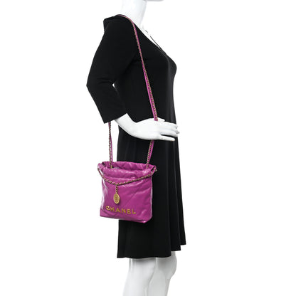 Chanel Shiny Calfskin Quilted Mini Chanel 22 Purple 2 of 10