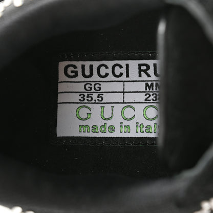 Gucci Tela Retino Mesh Crystal Suede GG Monogram Womens Gucci Run Sneakers 35.5 Black Silver 6 of 7
