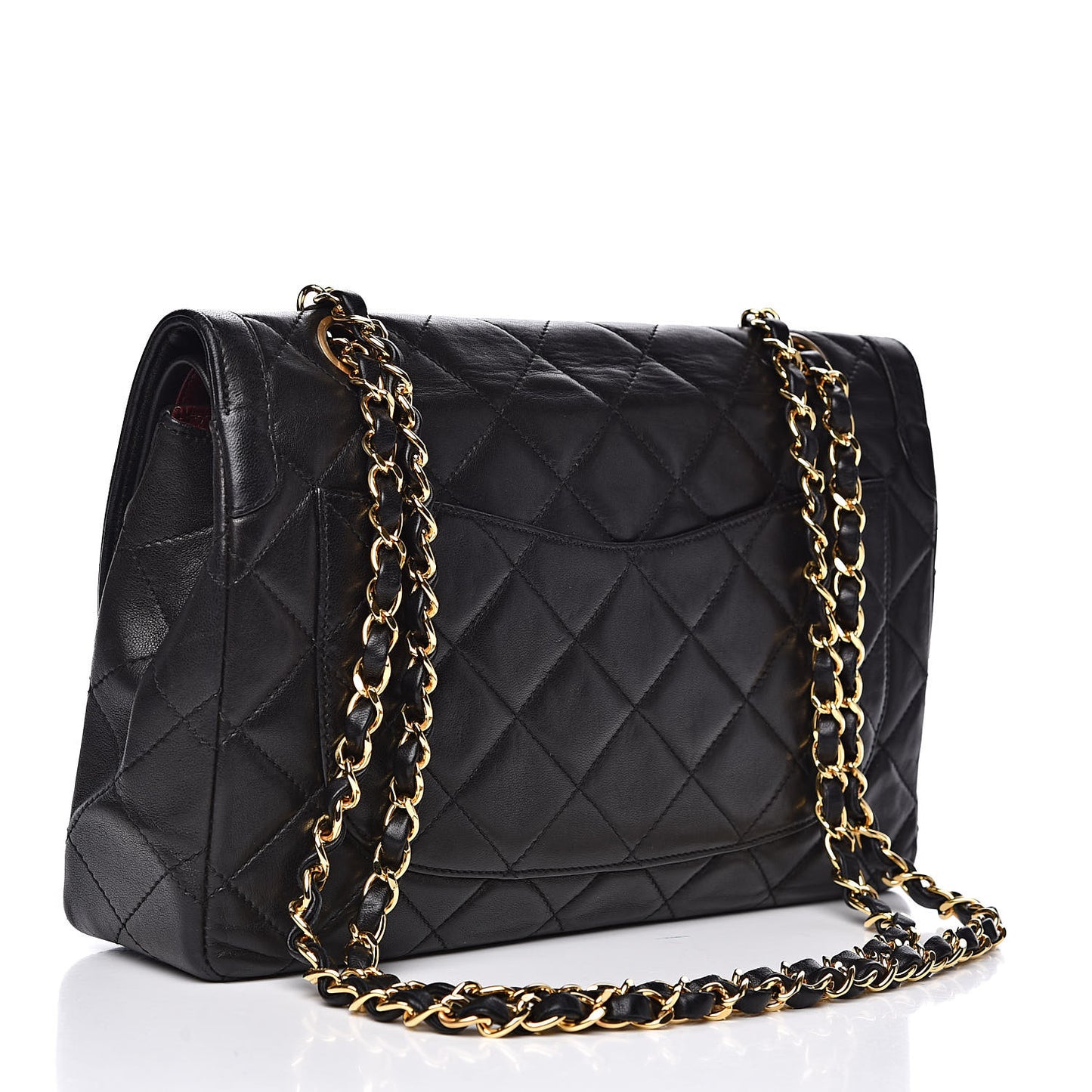 Lambskin Quilted Medium Double Flap Black