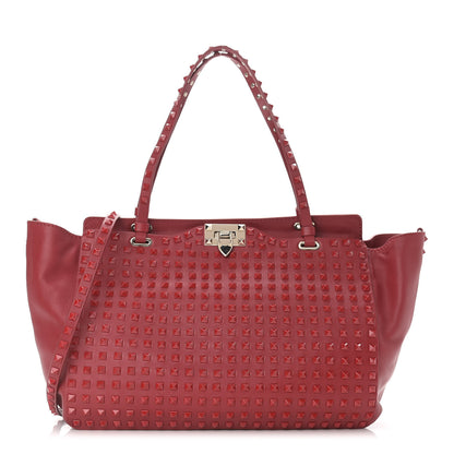 Valentino Garavani Vitello Monochrome Medium Rockstud All Over Tote Rosso Valentino 1 of 10
