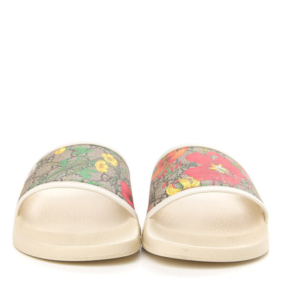 Gucci GG Supreme Monogram Flora Pursuit Slide Sandals 40 White 2 of 9