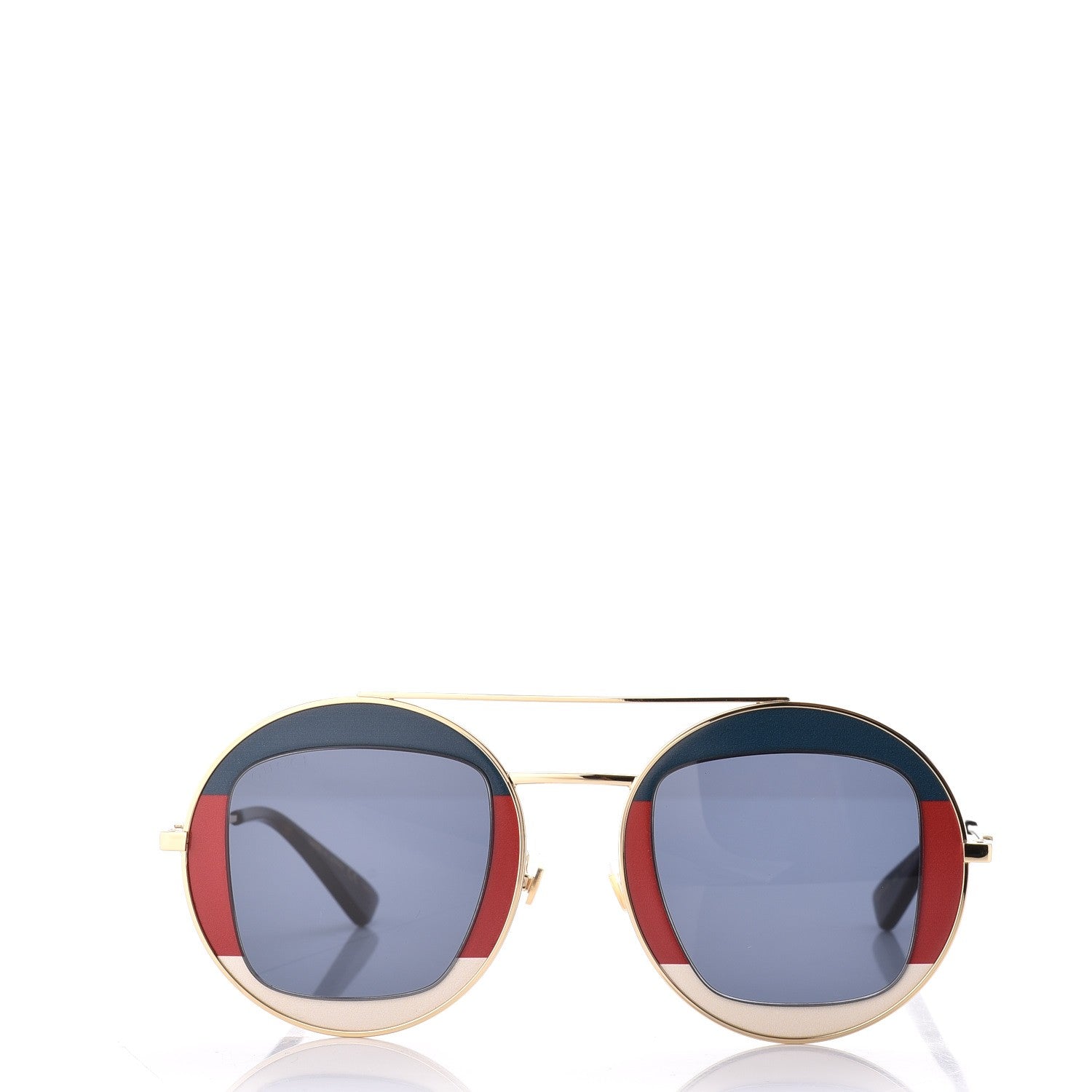 Gucci Round Frame Sylvie Web Sunglasses GG0105S Gold 2 of 9