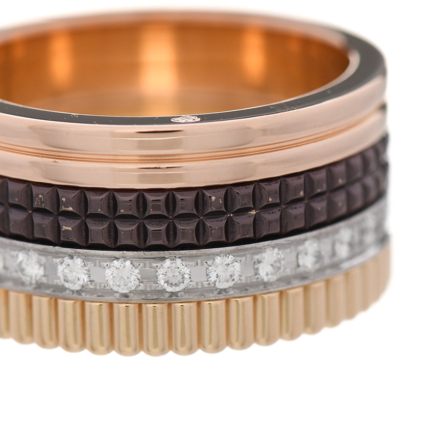 18K Pink Yellow White Gold Diamond PVD Large Quatre Classique Ring 58 8.25