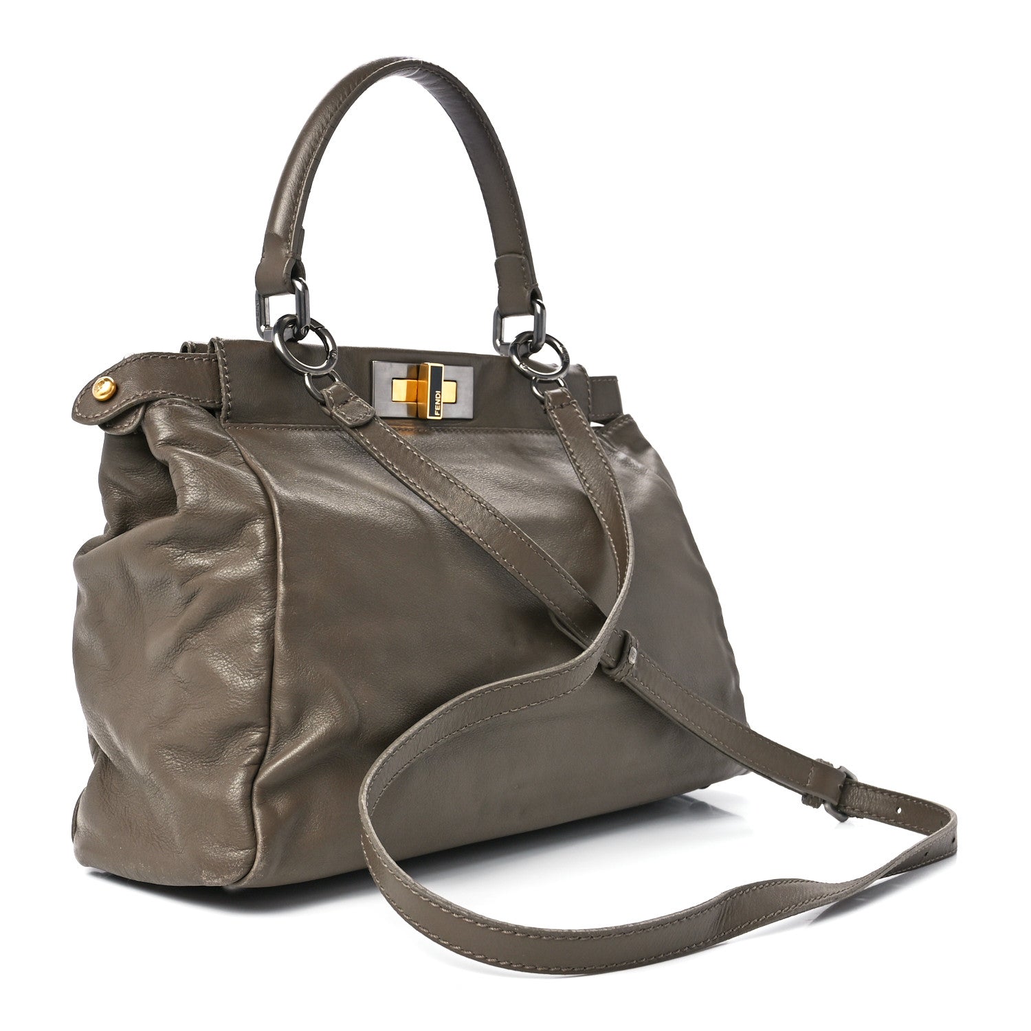 Fendi Goatskin Calf Hair Leopard Print Medium Peekaboo Iconic Satchel Taupe 3 of 13
