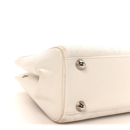 Christian Dior Calfskin Cannage D Buckle East West Tote White 7 of 10