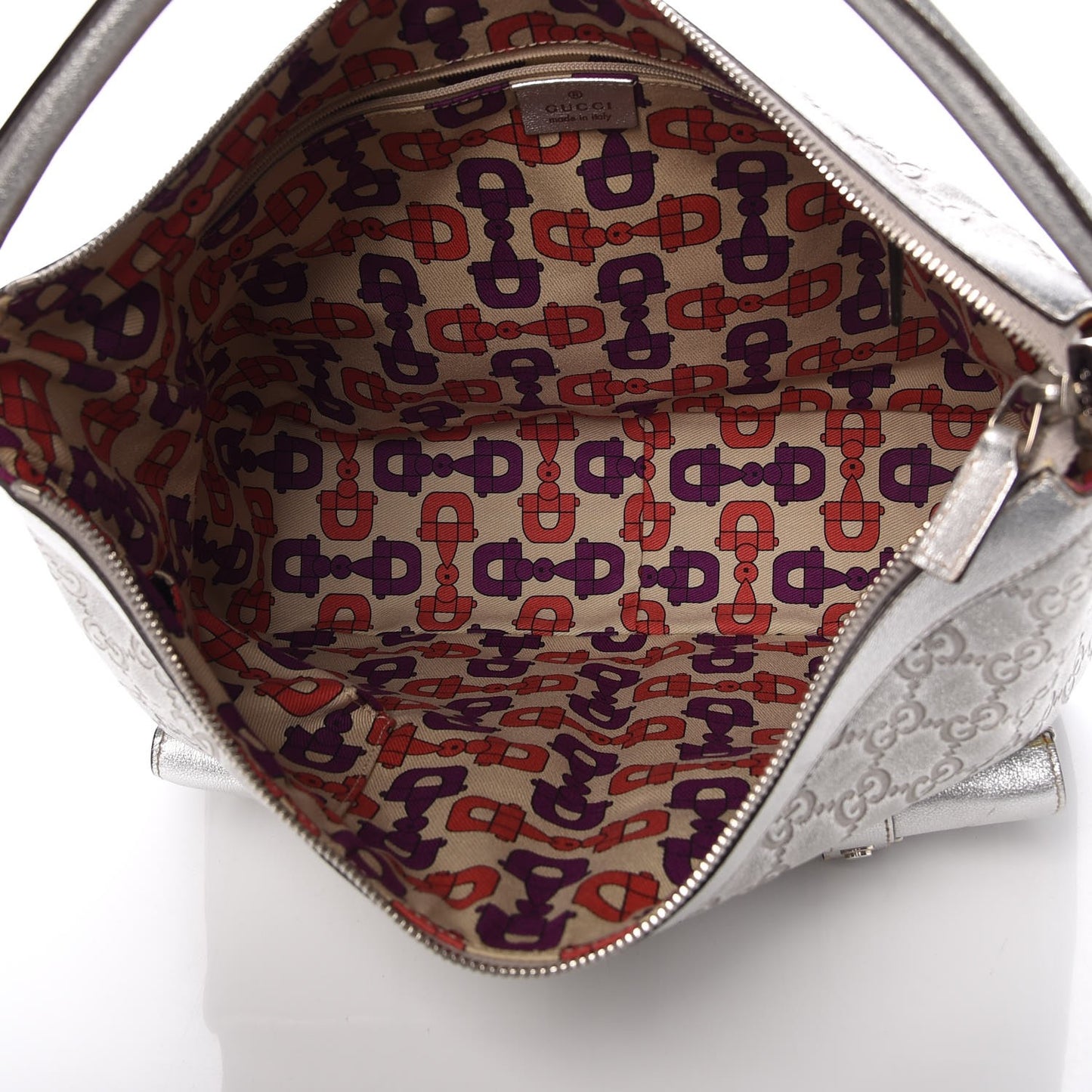 Metallic Guccissima Pocket Hobo Silver