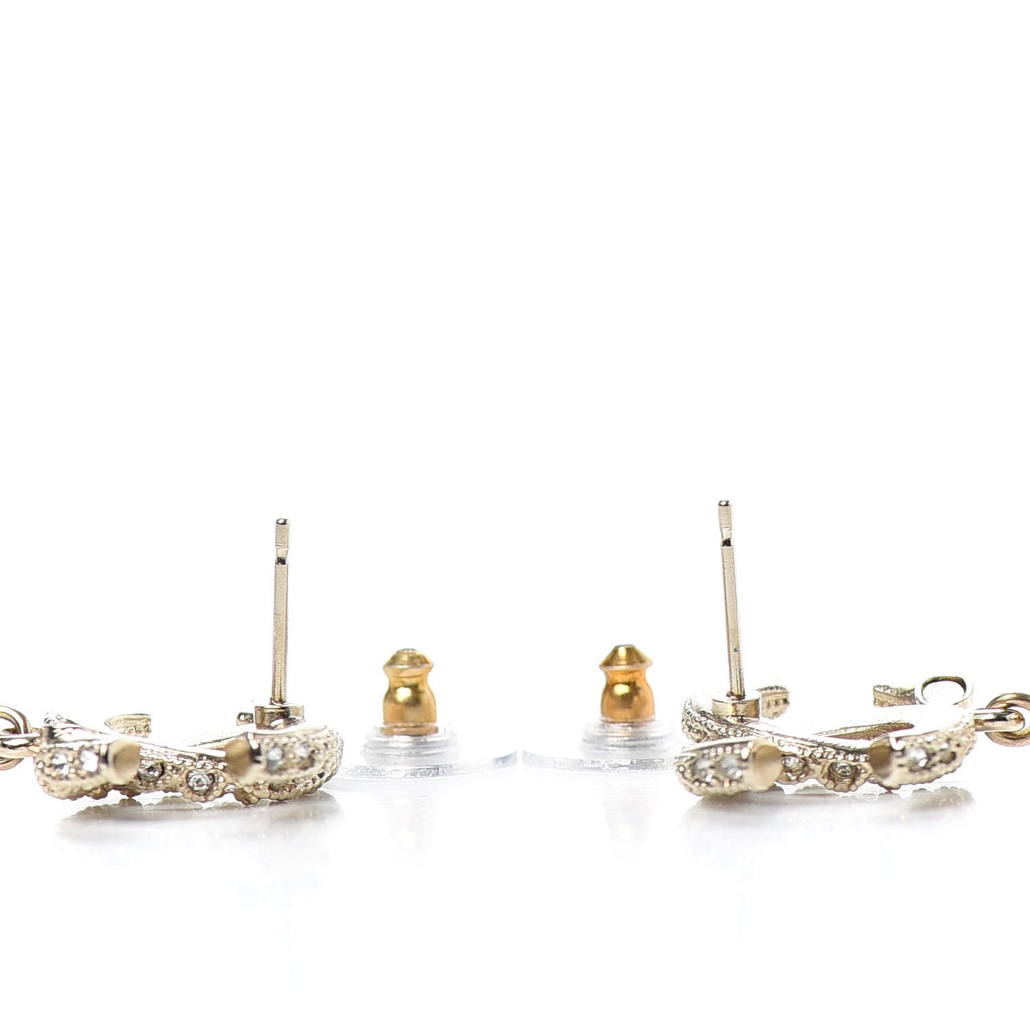 Pearl Crystal CC Drop Earrings Gold