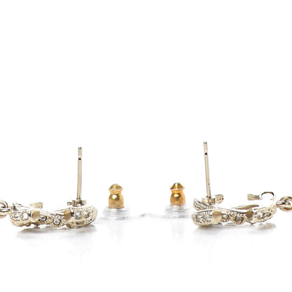 Chanel Pearl Crystal CC Drop Earrings Gold 3 of 4