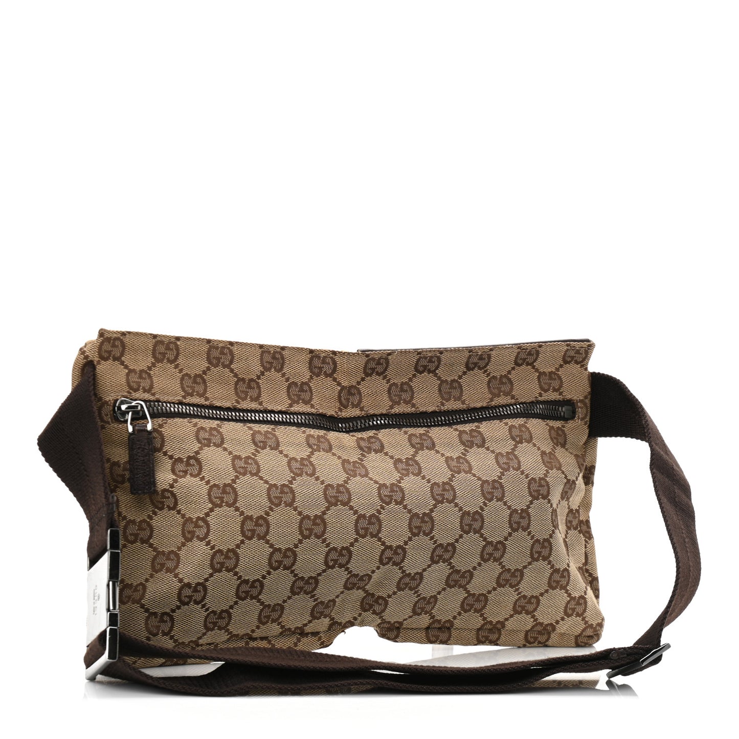 GG Monogram Double Pocket Belt Bag Dark Brown