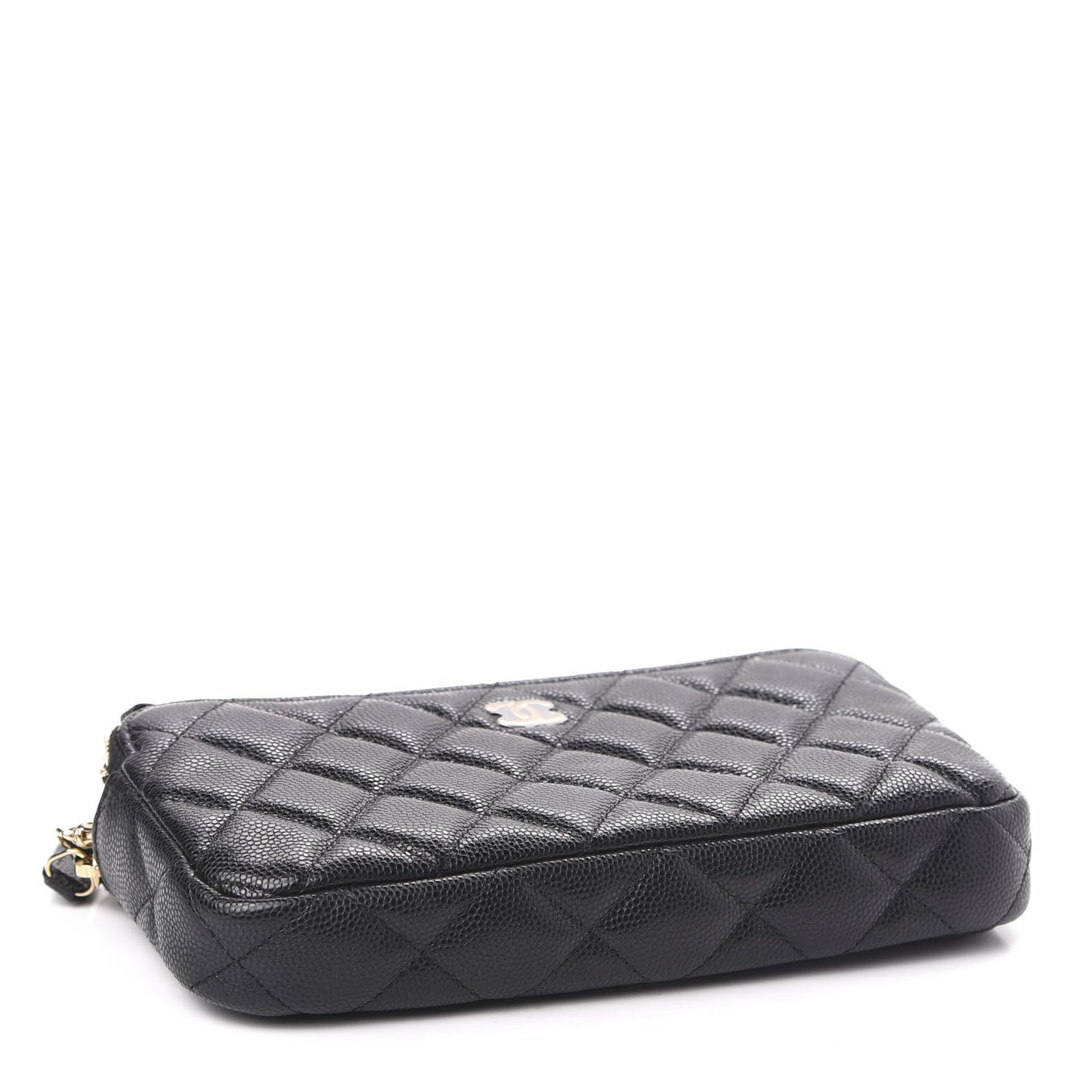 Caviar Quilted Small Clutch With Chain Black