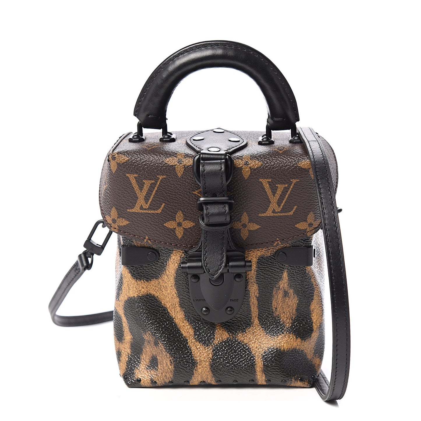 Monogram Wild Animal Print Camera Box Black