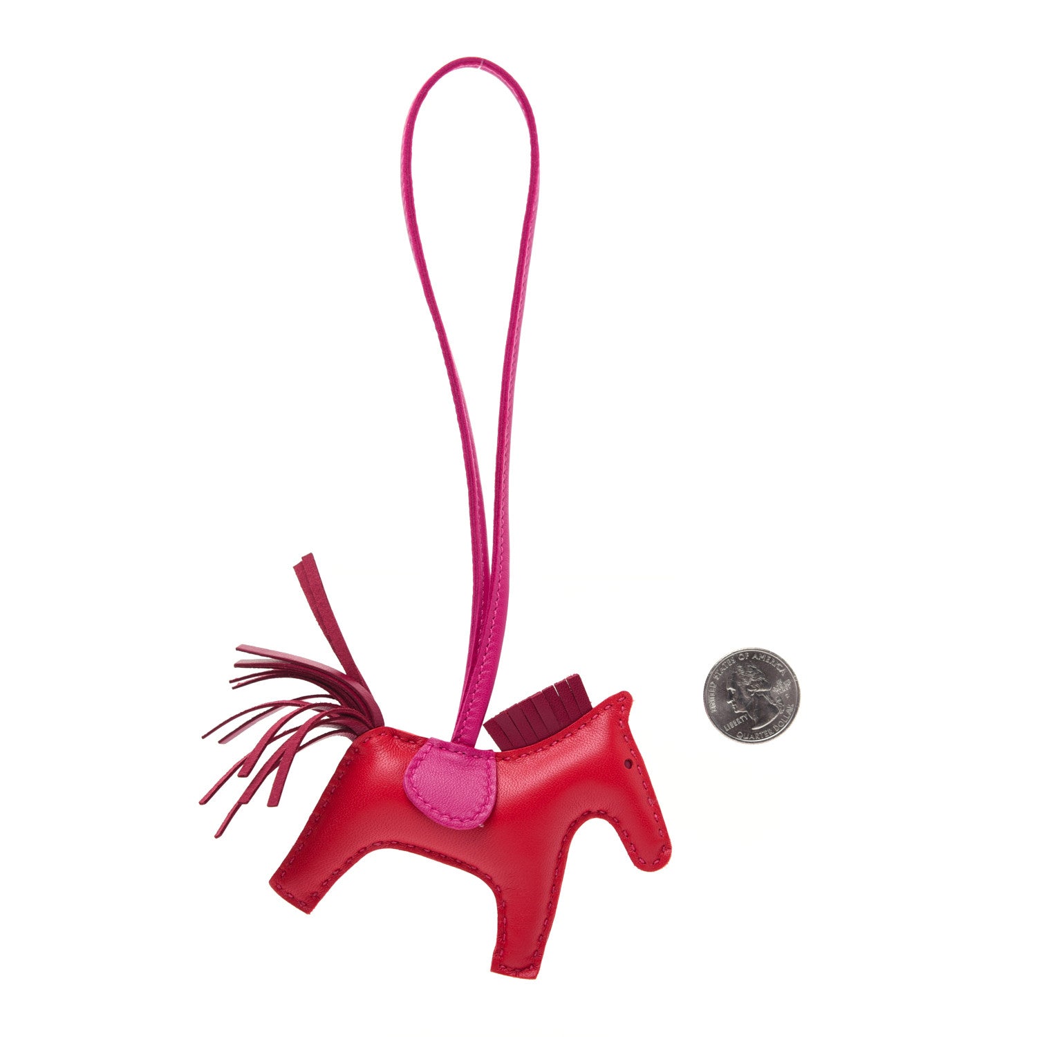Hermes Milo Lambskin Grigri Rodeo Horse Bag Charm PM Rouge Indien Rubis Rose Mexico 2 of 5