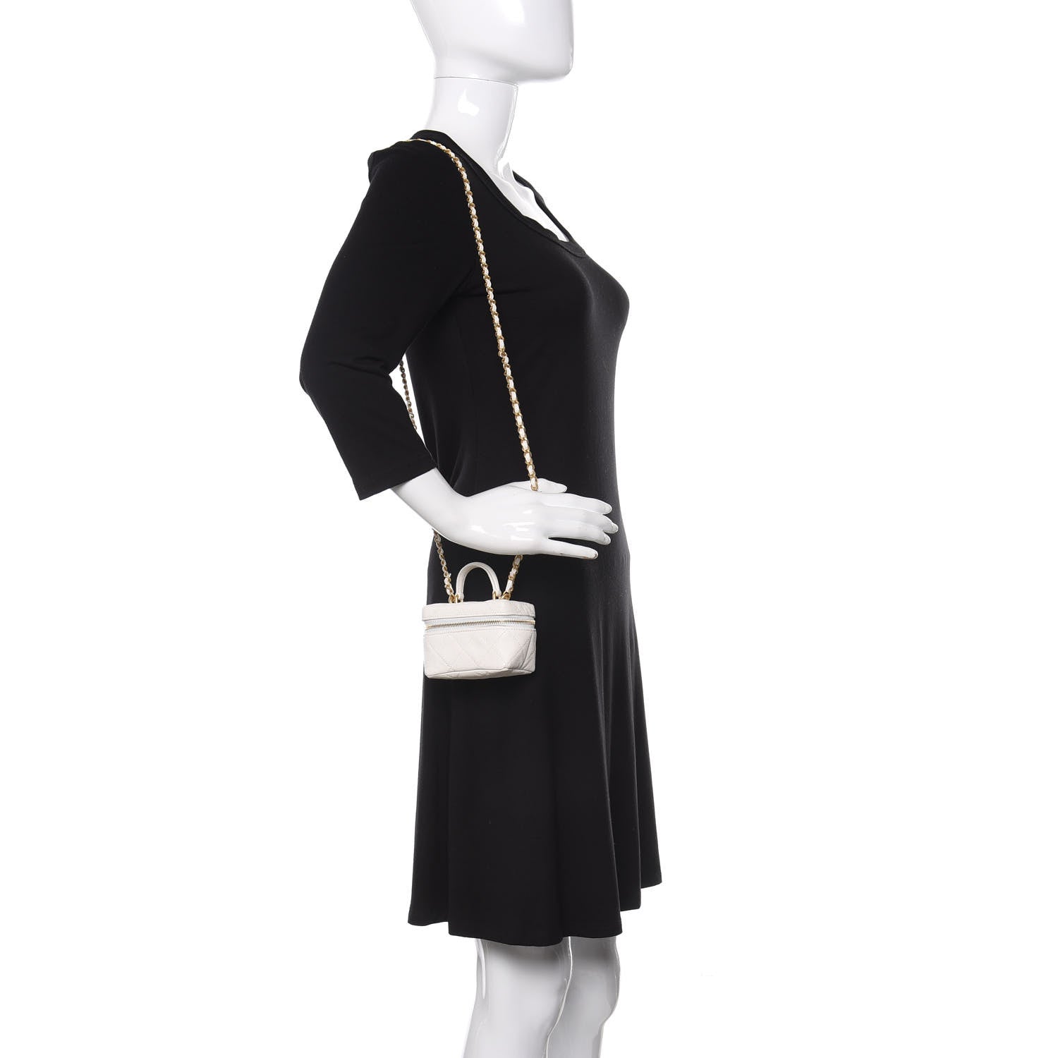 Chanel Caviar Quilted Mini Top Handle Vanity With Chain White 2 of 11