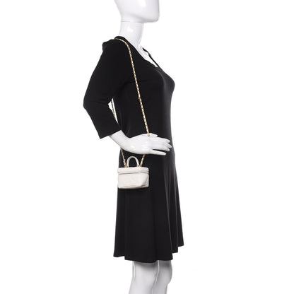 Chanel Caviar Quilted Mini Top Handle Vanity With Chain White 2 of 11