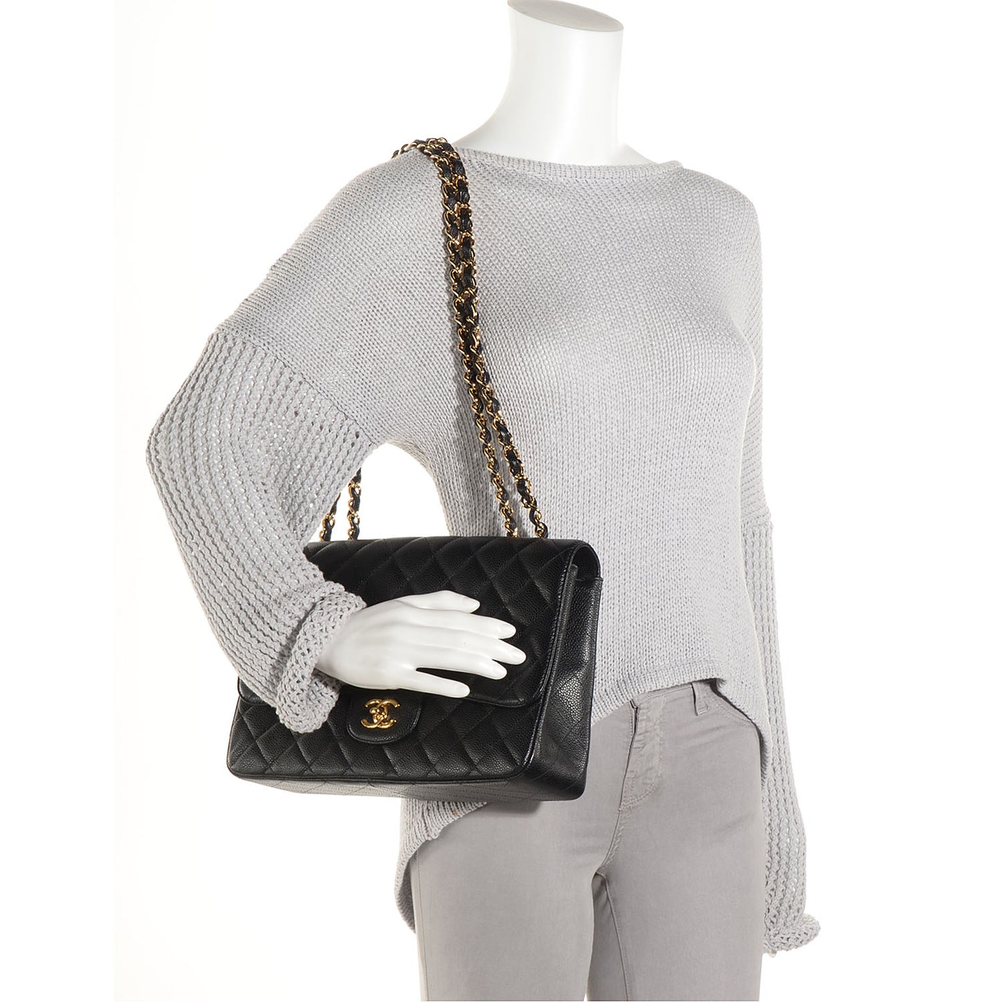 Caviar Jumbo Single Flap Black
