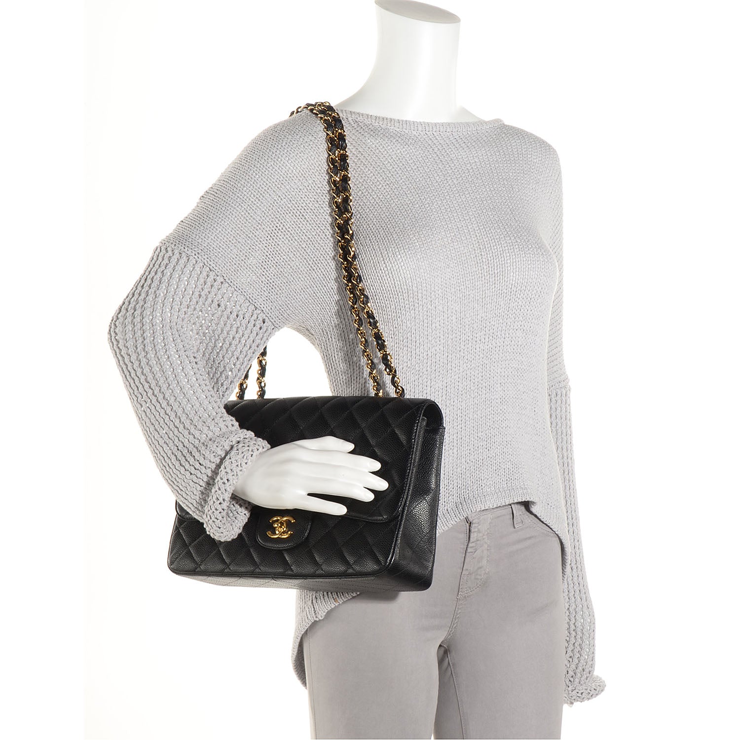 Chanel Caviar Jumbo Single Flap Black 2 of 8