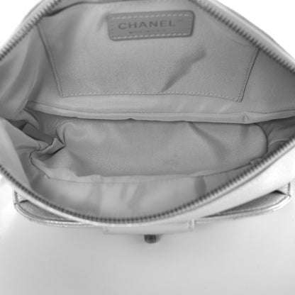 Chanel Metallic Grained Calfskin Quilted Casual Rock Waist Bag Fanny Pack Silver 5 of 7