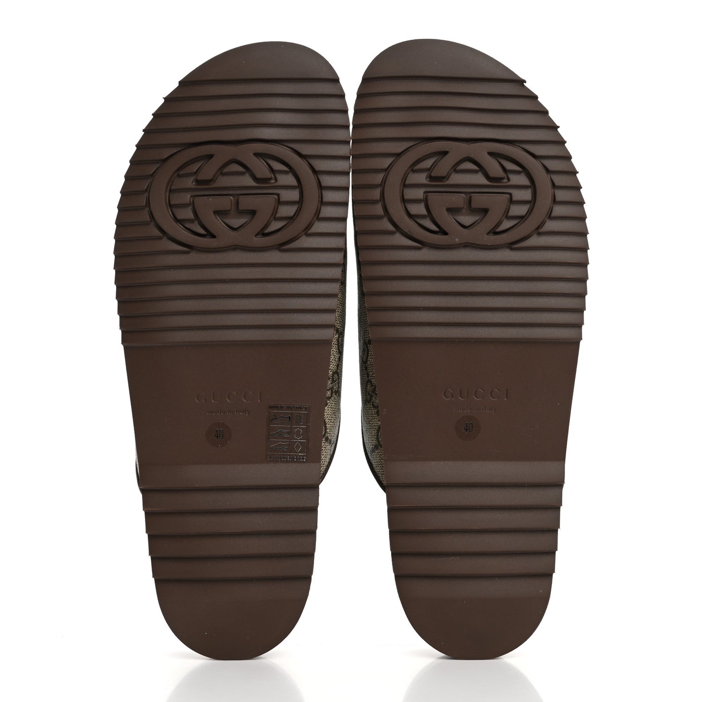 GG Supreme Monogram Miro Soft Calfskin Womens Horsebit Slippers 40 Beige Ebony New Acero