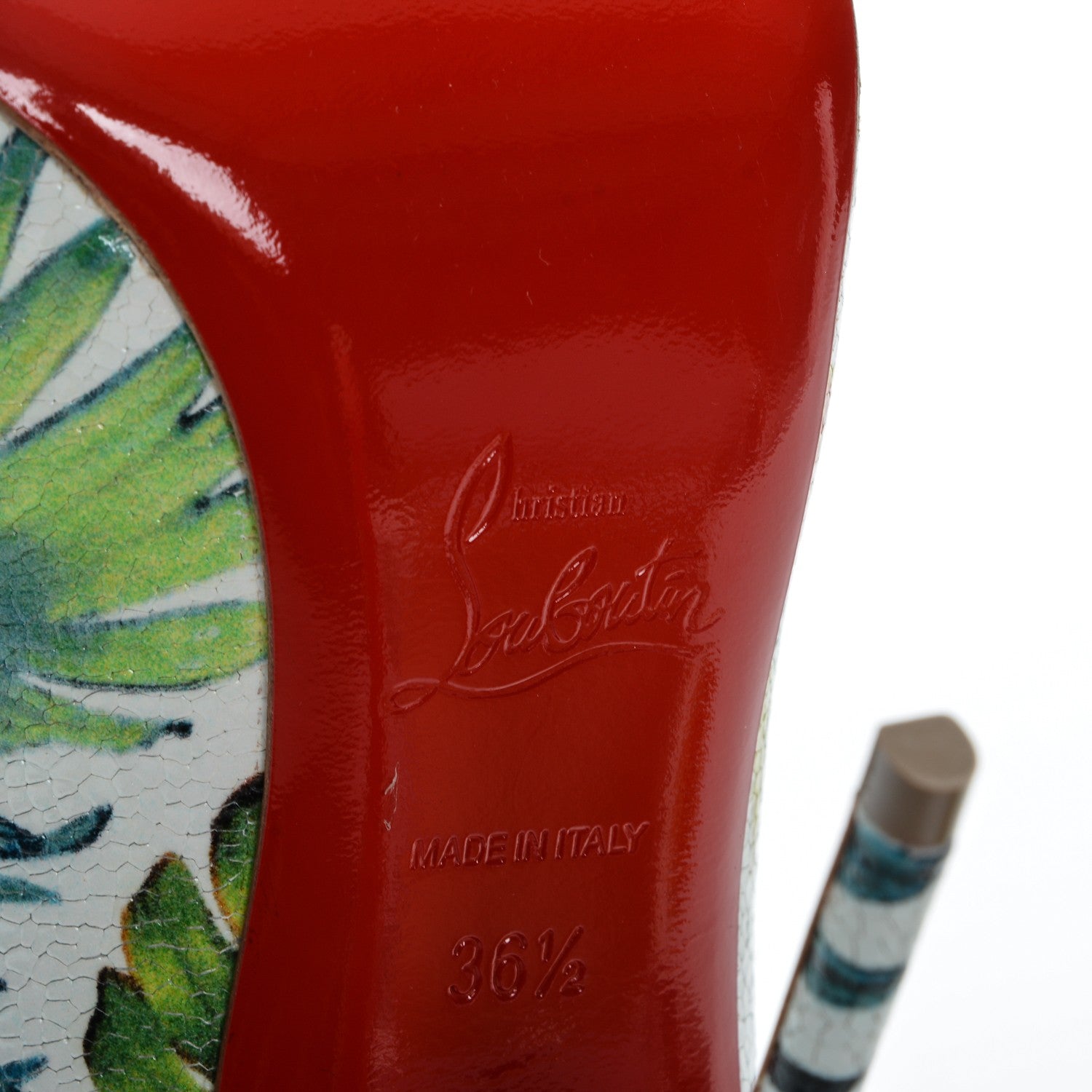 Christian Louboutin Crackled Calfskin Hawaiian Print So Kate 120 Pumps 36.5 White 6 of 10