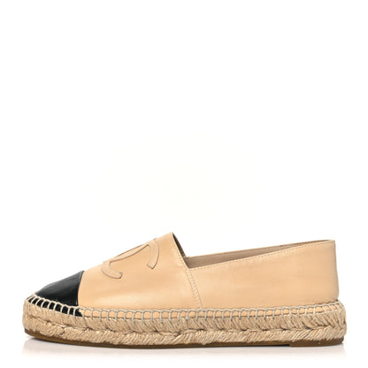 Chanel Lambskin CC Espadrilles 37 Beige Black 1 of 9