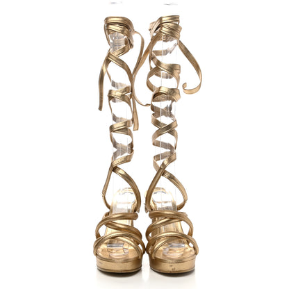 Chanel Laminated Lambskin Gladiator Sandals 37 Gold 2 of 15