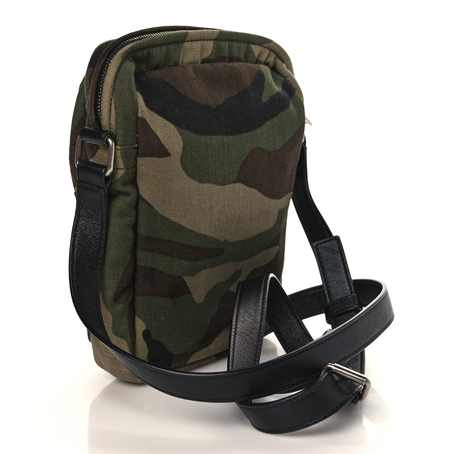 Saint Laurent Canvas Calfskin Camouflage Sid Messenger Bag Green 2 of 8