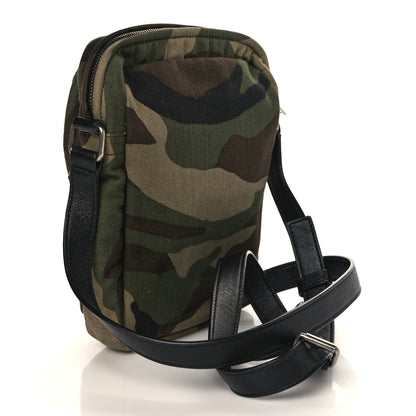 Saint Laurent Canvas Calfskin Camouflage Sid Messenger Bag Green 2 of 8