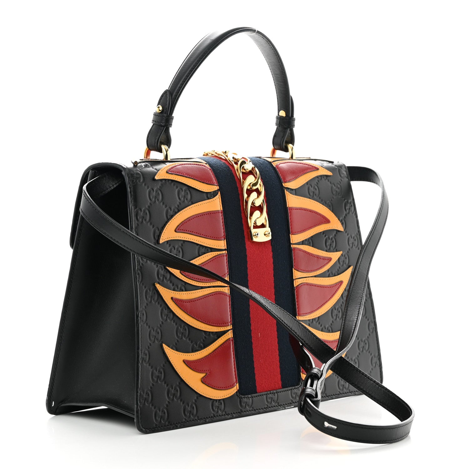 Gucci Guccissima Signature Medium Sylvie Top Handle Bag Black 3 of 14