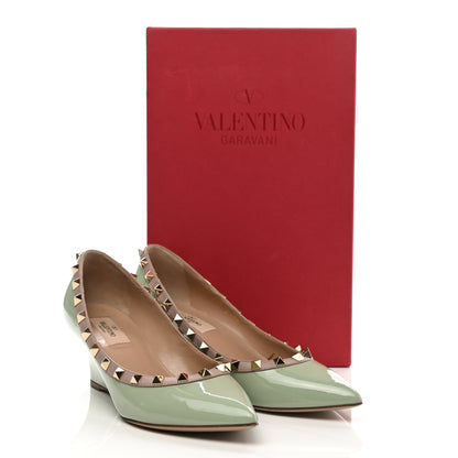 Valentino Garavani Patent Rockstud 70mm Wedges 37 Water Green Poudre 11 of 11