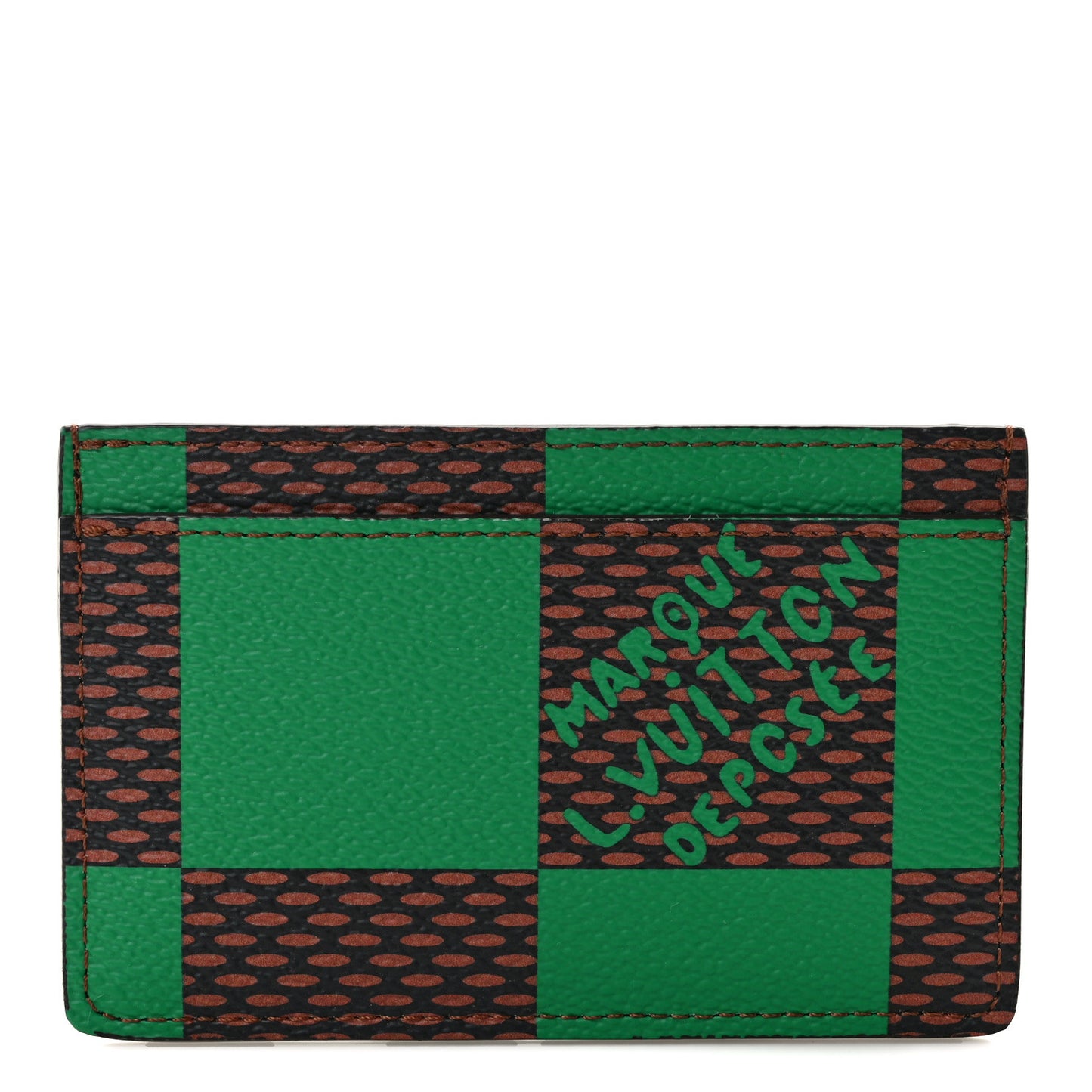 Damier Pop Porte Cartes Simple Card Holder Green