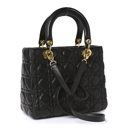 Christian Dior Lambskin Cannage Medium Lady Dior Black 3 of 11