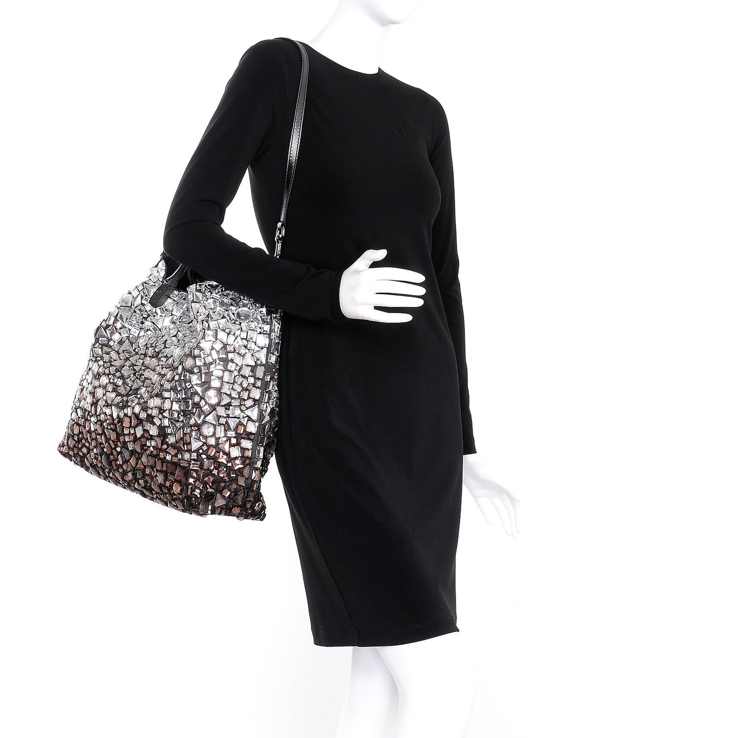 Vitello Crystal Ombre Tote Black