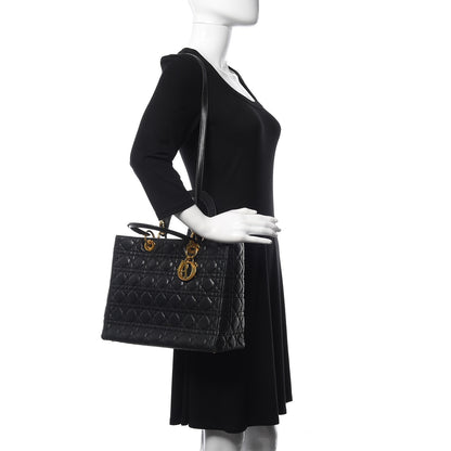 Christian Dior Lambskin Cannage Large Lady Dior Black 2 of 21